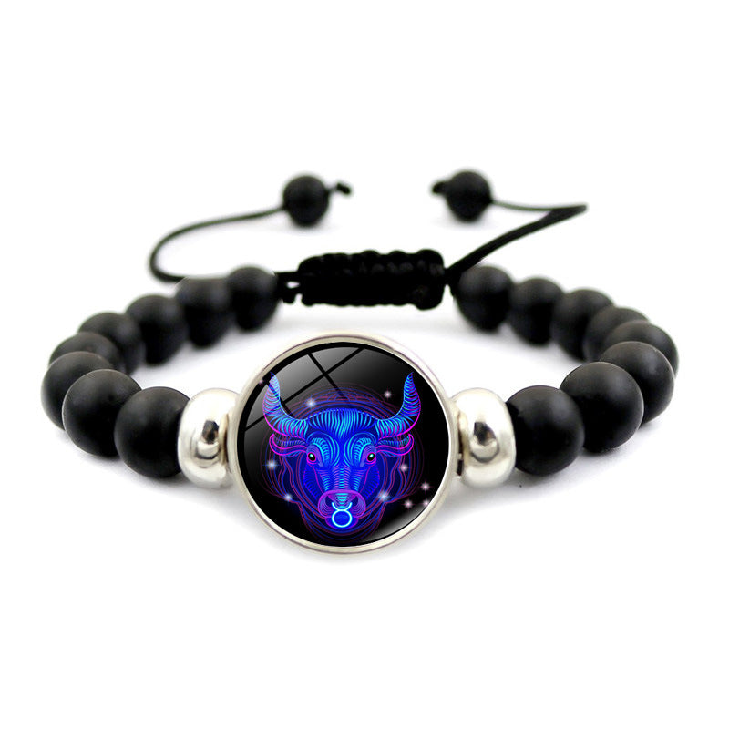Fashion Charm Element Adjustable String Blue Zodiac Sign Luminous Bracelet