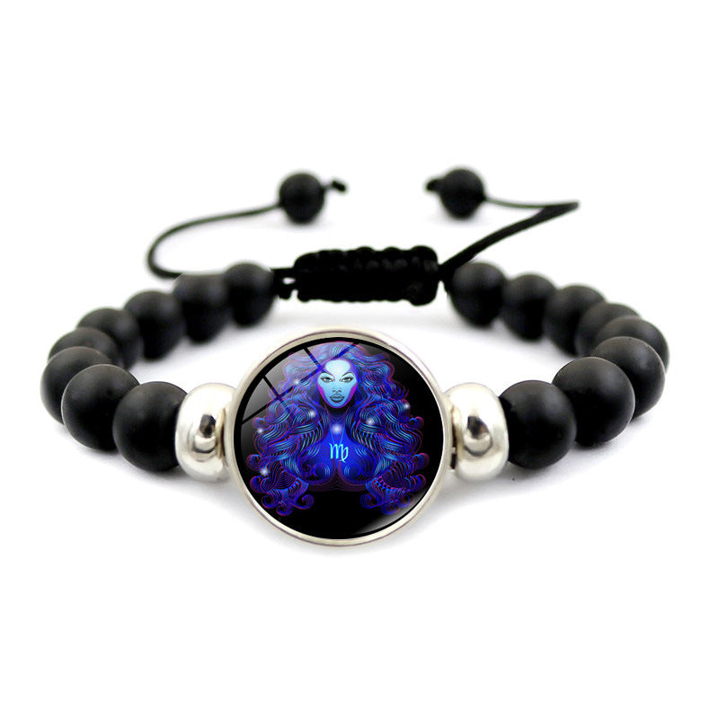 Fashion Charm Element Adjustable String Blue Zodiac Sign Luminous Bracelet