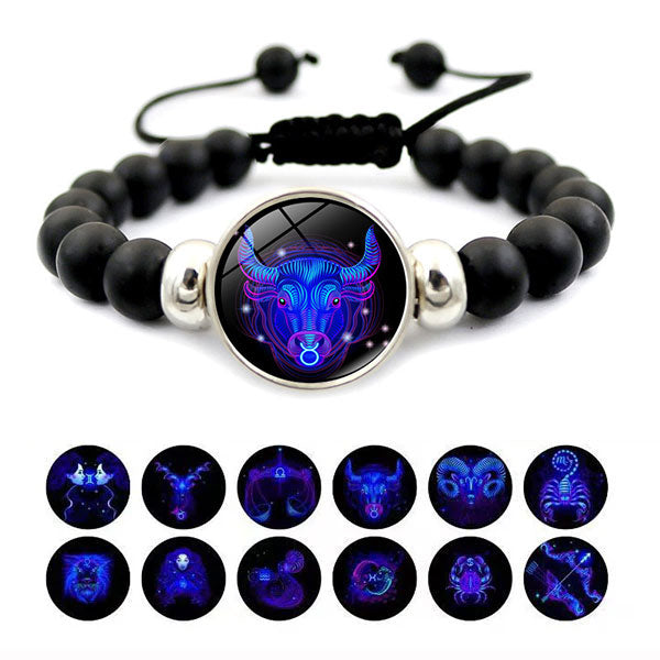 Fashion Charm Element Adjustable String Blue Zodiac Sign Luminous Bracelet