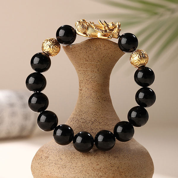 Attract Wealth Money Beads And Pixiu Obsidian Bracelet For Men And Women