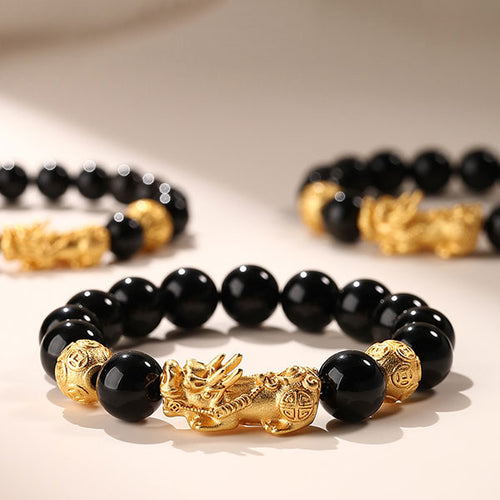 Attract Wealth Money Beads And Pixiu Obsidian Bracelet For Men And Women