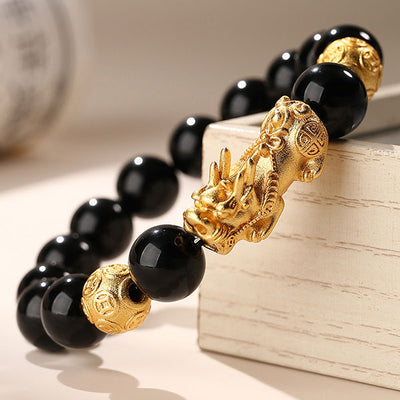 Attract Wealth Money Beads And Pixiu Obsidian Bracelet For Men And Women