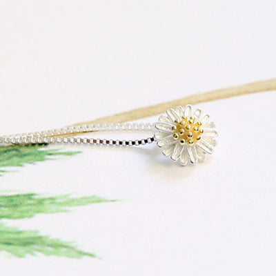 Little Daisy Shape 925 Sterling Silver Gold Plated Pendant Necklace