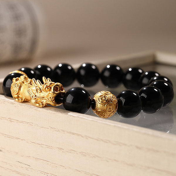Attract Wealth Money Beads And Pixiu Obsidian Bracelet For Men And Women