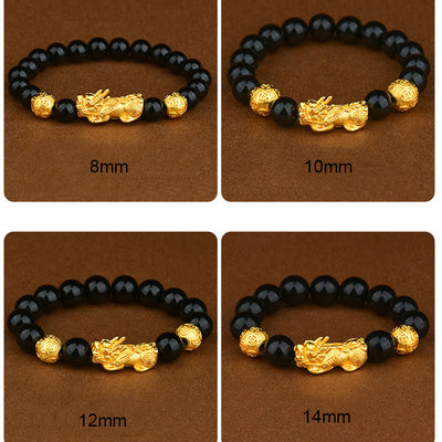Attract Wealth Money Beads And Pixiu Obsidian Bracelet For Men And Women