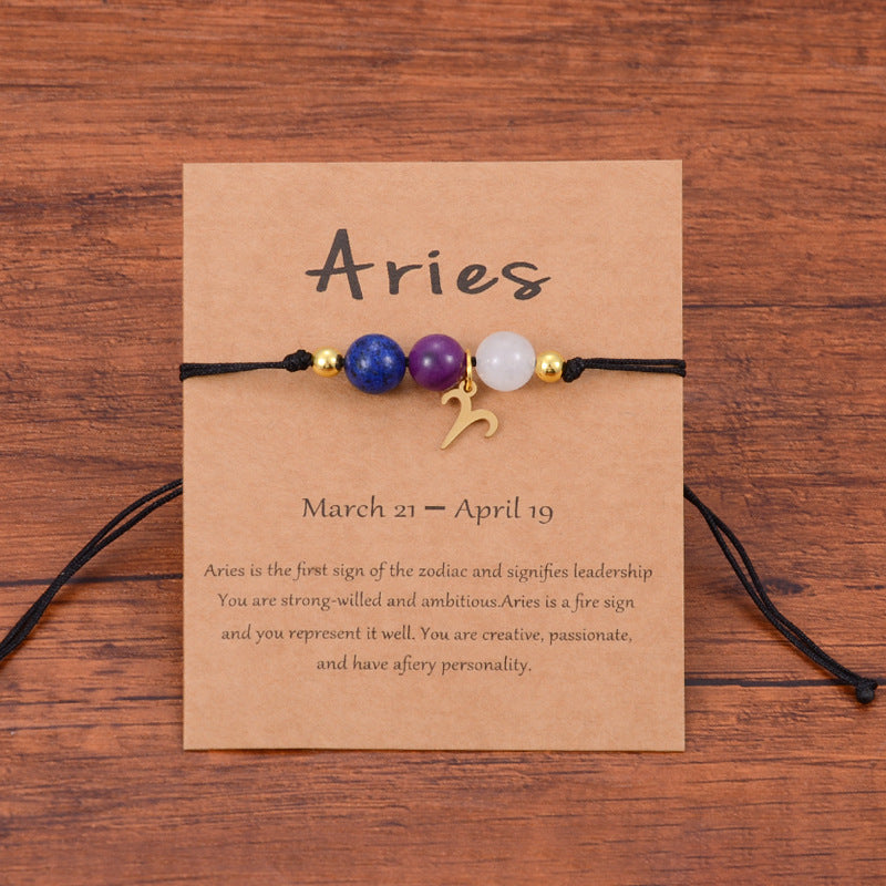 Neat And Clean Adjustable String Zodiac Sign Unisex Bracelet With Cards