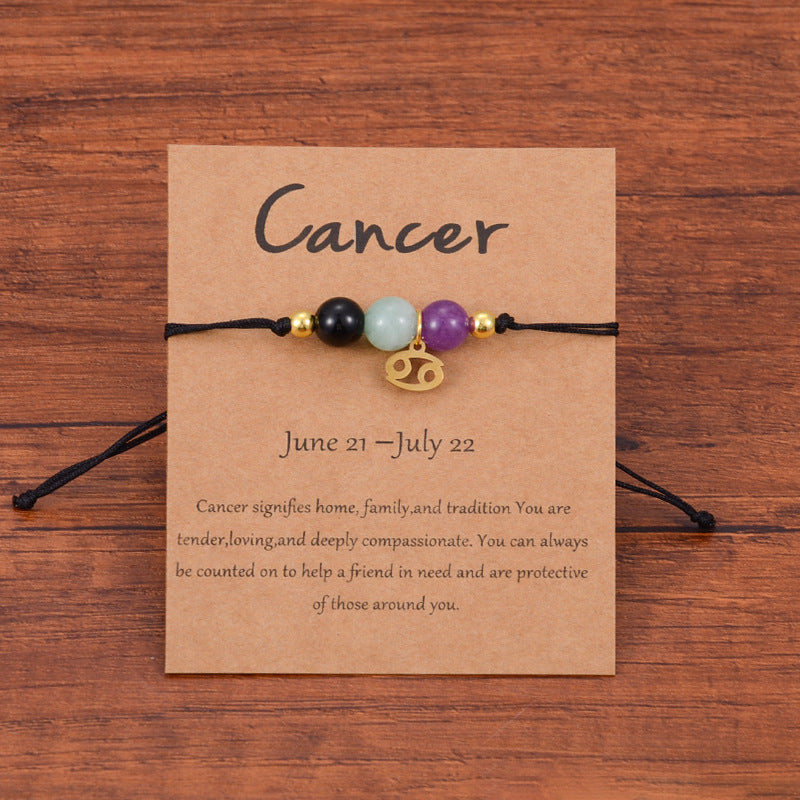 Neat And Clean Adjustable String Zodiac Sign Unisex Bracelet With Cards