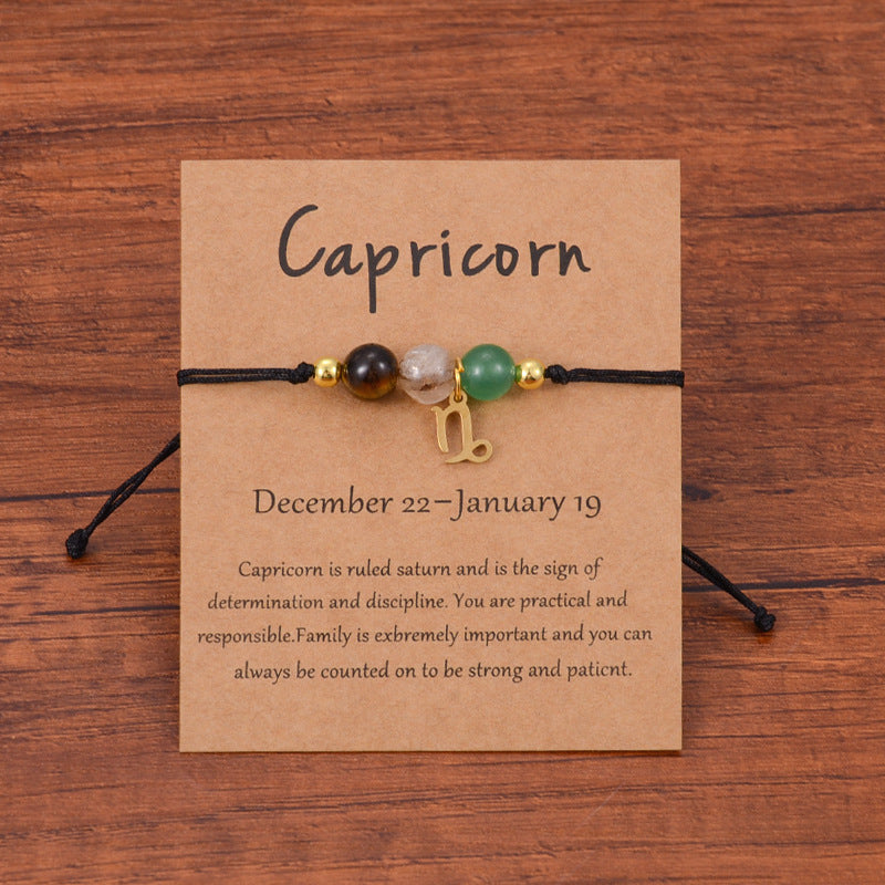 Neat And Clean Adjustable String Zodiac Sign Unisex Bracelet With Cards