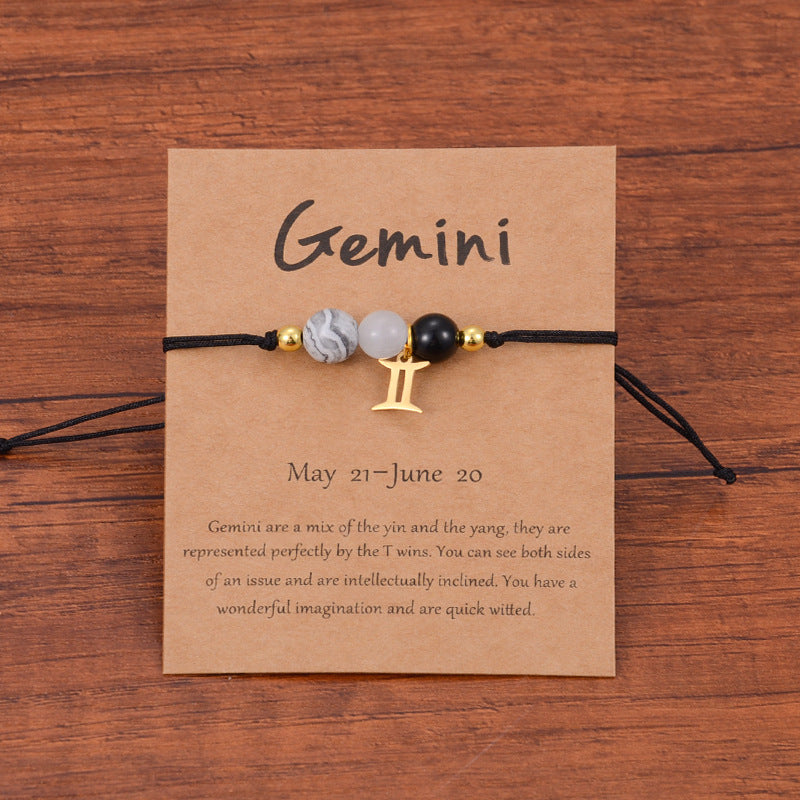 Neat And Clean Adjustable String Zodiac Sign Unisex Bracelet With Cards