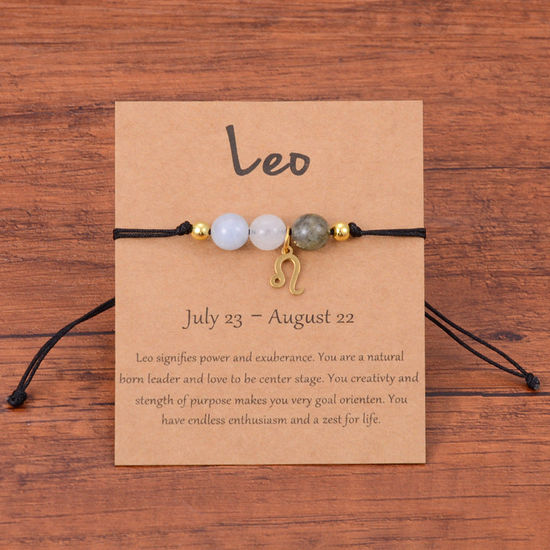 Neat And Clean Adjustable String Zodiac Sign Unisex Bracelet With Cards