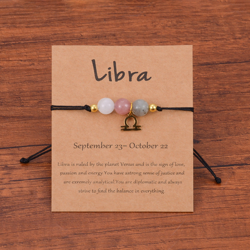 Neat And Clean Adjustable String Zodiac Sign Unisex Bracelet With Cards