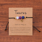Neat And Clean Adjustable String Zodiac Sign Unisex Bracelet With Cards