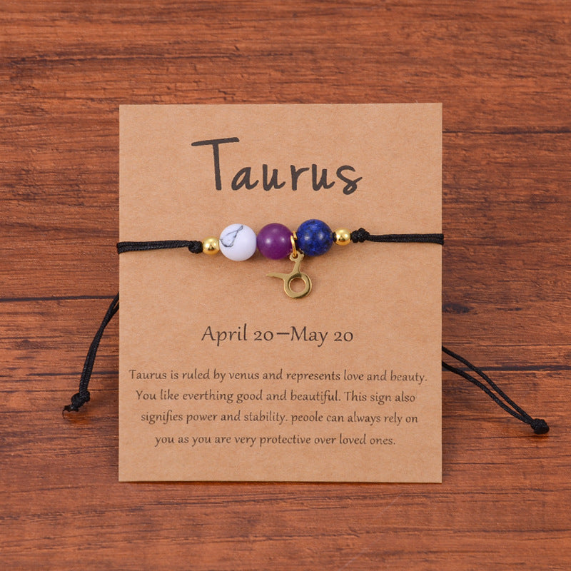 Neat And Clean Adjustable String Zodiac Sign Unisex Bracelet With Cards