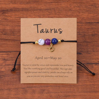 Neat And Clean Adjustable String Zodiac Sign Unisex Bracelet With Cards