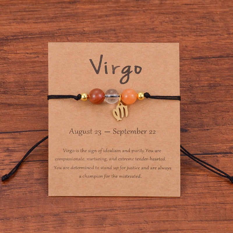 Neat And Clean Adjustable String Zodiac Sign Unisex Bracelet With Cards