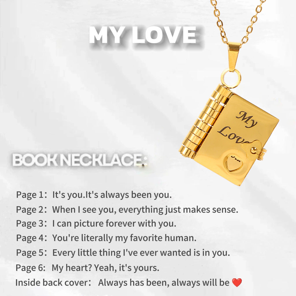 Moving Message Inside Notebook Necklace For Family Members