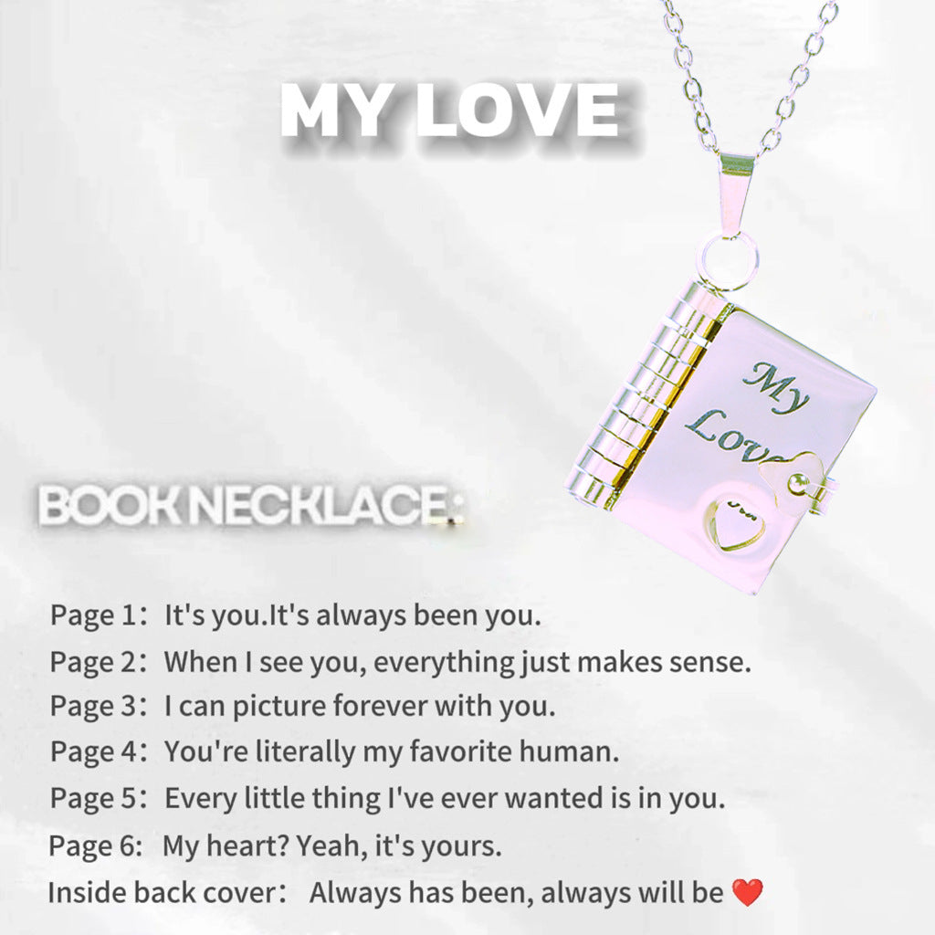 Moving Message Inside Notebook Necklace For Family Members