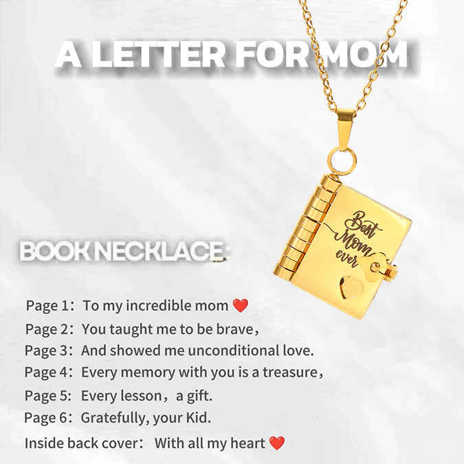 Moving Message Inside Notebook Necklace For Family Members