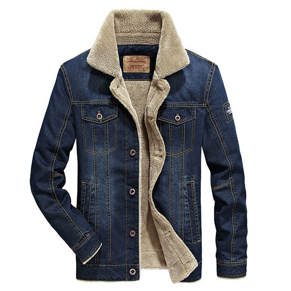 Fashion Velevet Inside Men's Jeans Coat