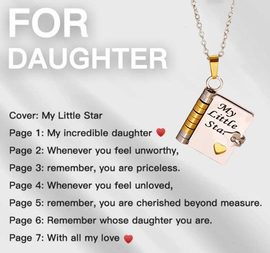 Moving Message Inside Notebook Necklace For Family Members