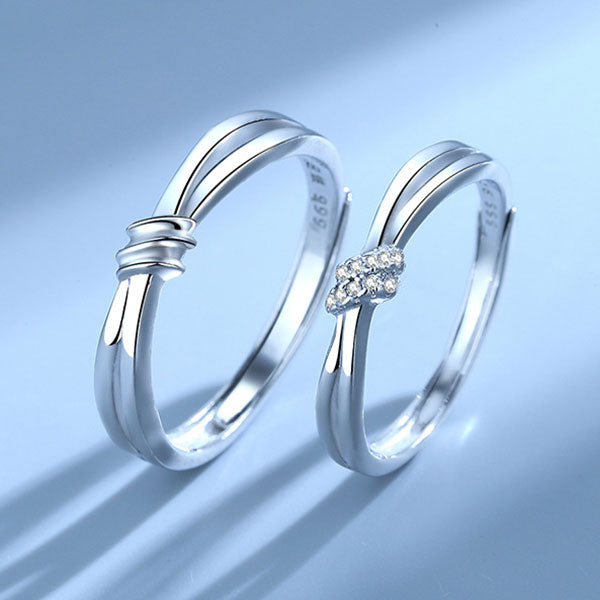 Love Knot 999 Sterling Silver Adjustable Ring For Couples