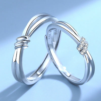 Love Knot 999 Sterling Silver Adjustable Ring For Couples