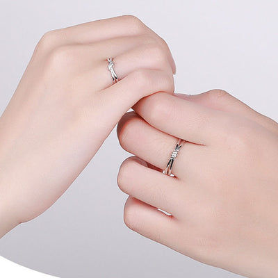 Love Knot 999 Sterling Silver Adjustable Ring For Couples