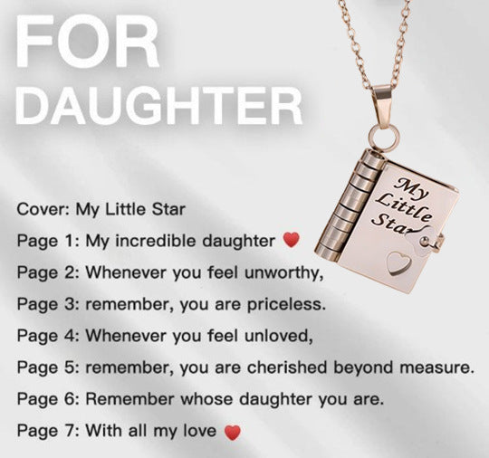 Moving Message Inside Notebook Necklace For Family Members