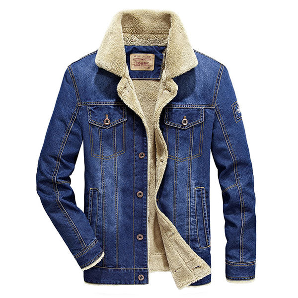 Fashion Velevet Inside Men's Jeans Coat