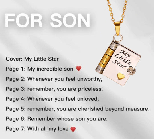 Moving Message Inside Notebook Necklace For Family Members