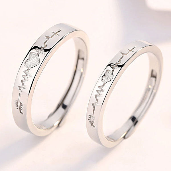 Love ECG 925 Sterling Silver Adjustable Ring For Couples