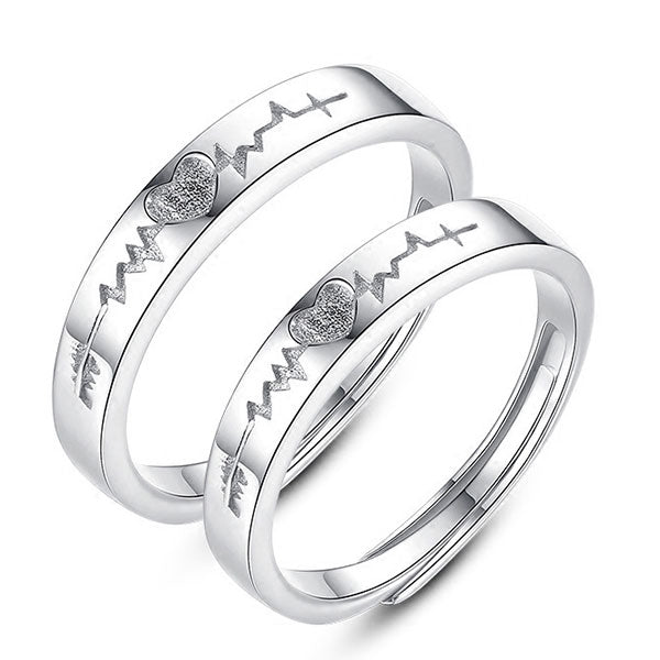 Love ECG 925 Sterling Silver Adjustable Ring For Couples