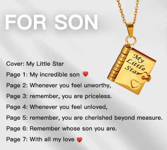 Moving Message Inside Notebook Necklace For Family Members
