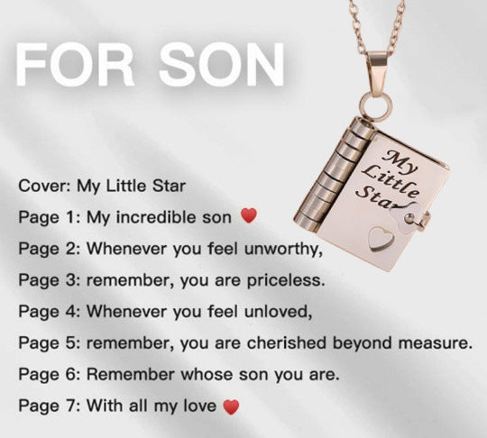 Moving Message Inside Notebook Necklace For Family Members