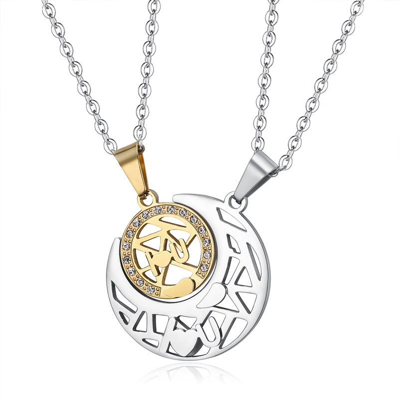 Fashion I Love You Letter Sun And Moon Couple Necklaces (Price A Pair)