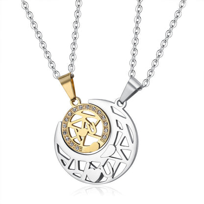 Fashion I Love You Letter Sun And Moon Couple Necklaces (Price A Pair)