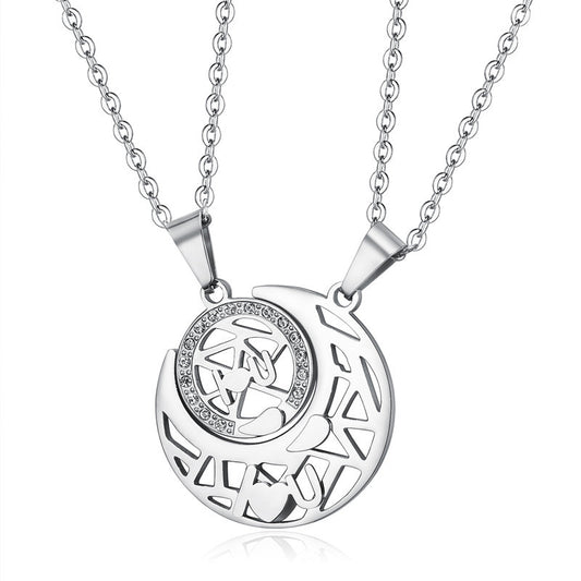 Fashion I Love You Letter Sun And Moon Couple Necklaces (Price A Pair)