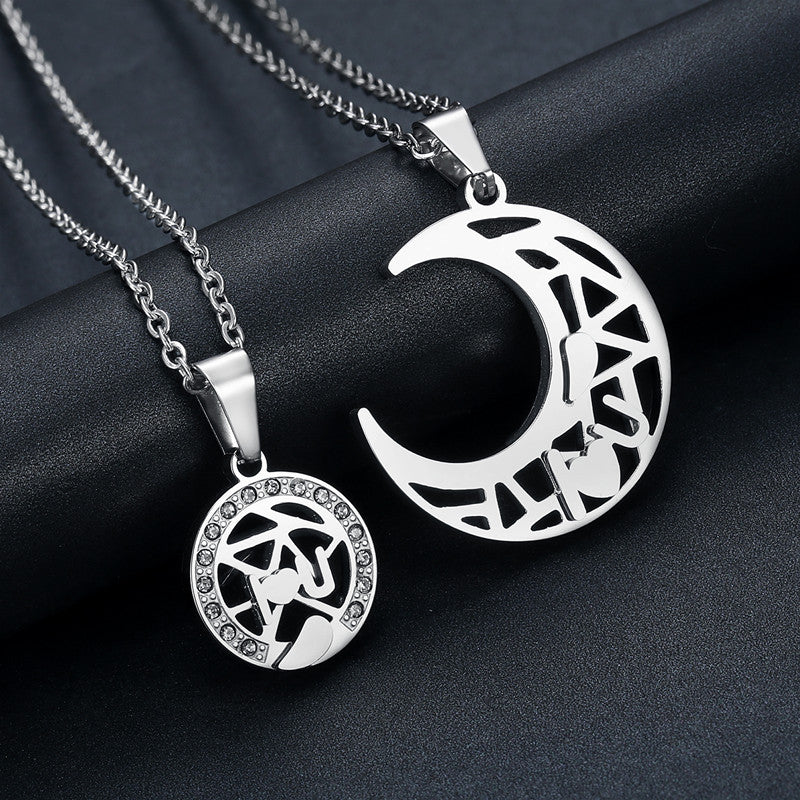 Fashion I Love You Letter Sun And Moon Couple Necklaces (Price A Pair)