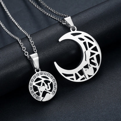Fashion I Love You Letter Sun And Moon Couple Necklaces (Price A Pair)