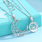 Cute 925 Sterling Silve I Love You Letter Moon And Star Couple Necklace