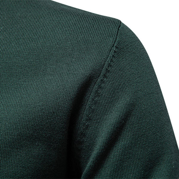 Classic Solid Color Men's Sweater Shirt 100% Cotton Green Color