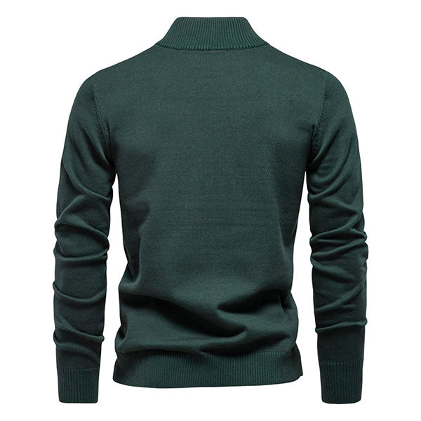 Classic Solid Color Men's Sweater Shirt 100% Cotton Green Color