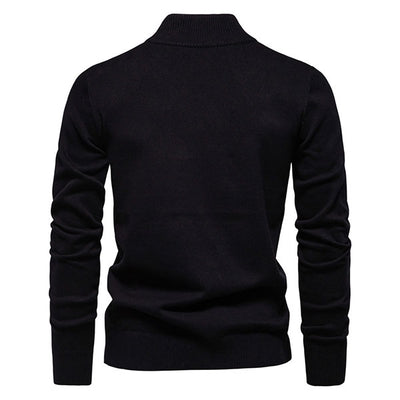 Classic Solid Color Men's Sweater Shirt 100% Cotton Black Color