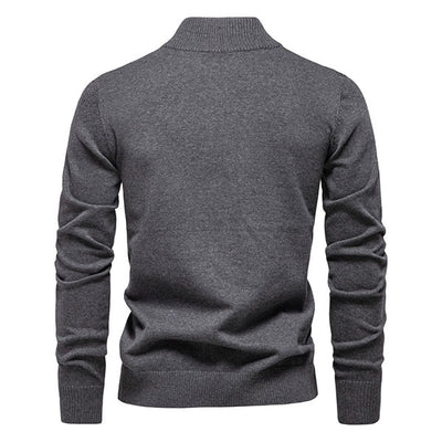 Classic Solid Color Men's Sweater Shirt 100% Cotton Dark Gray