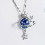 Beautiful 925 Sterling Silver Universe and Star Pendant Necklace