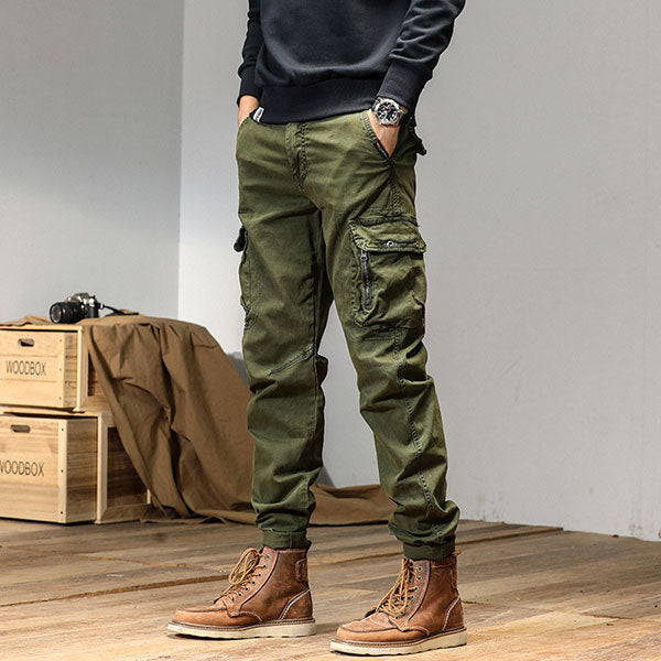Fashion Solid Color Side Pocket Leisure Wear Men's Cargo Pants
