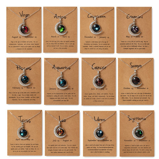 Fashion Zodiac Sign Long Chain Luminous Necklace