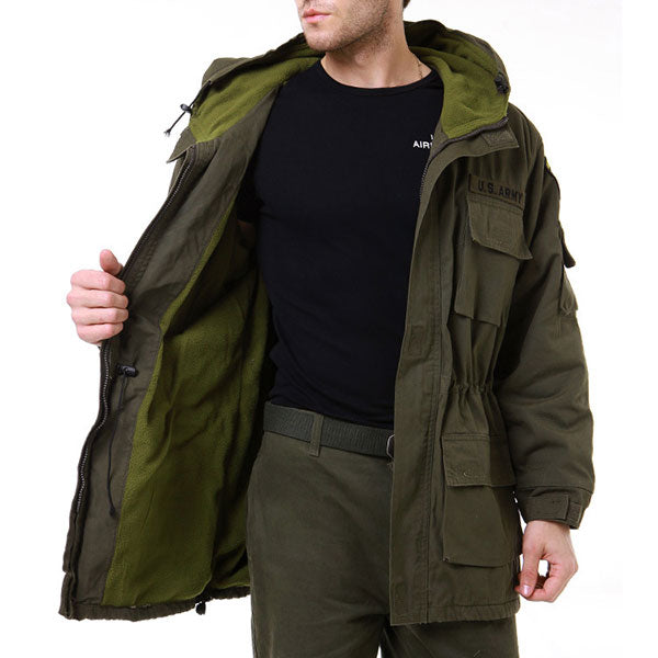 Classic Multi Pockets Men's Coat With Velvet Inside