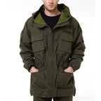Classic Multi Pockets Men's Coat With Velvet Inside