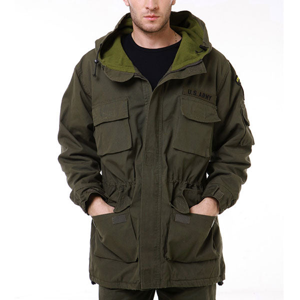 Classic Multi Pockets Men's Coat With Velvet Inside